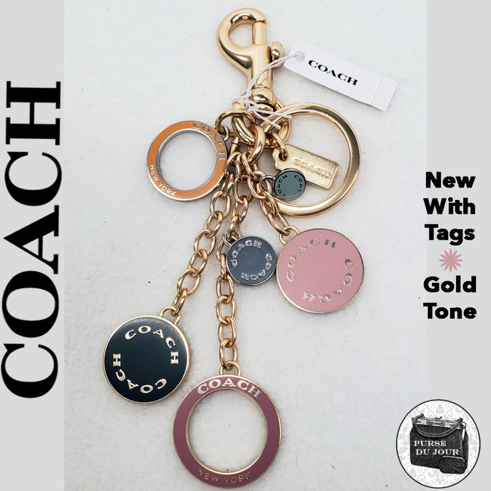 Coach Gold Tone Coach Cascading Circles Bag Charm Key Chain New With Tags